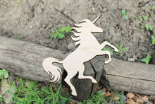 Load image into Gallery viewer, Unicorn Laser Cut - unfinished blank - 7.5 inches - Home Decor - Laser cut wood - plywood
