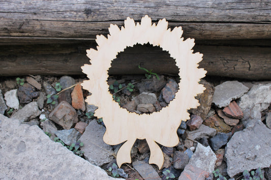 Christmas Wreath Laser Cut - unfinished blank - 9.8 inches - Home Decor - Laser cut wood