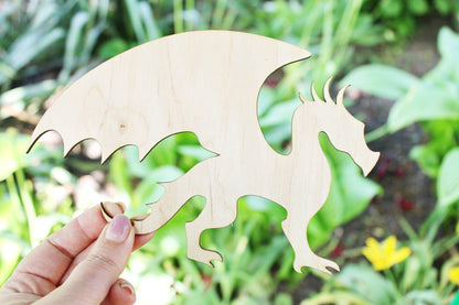 Dragon Laser Cut - unfinished blank - 7.5 inches - Home Decor - Laser cut wood - plywood