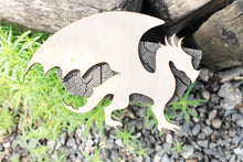 Load image into Gallery viewer, Dragon Laser Cut - unfinished blank - 7.5 inches - Home Decor - Laser cut wood - plywood
