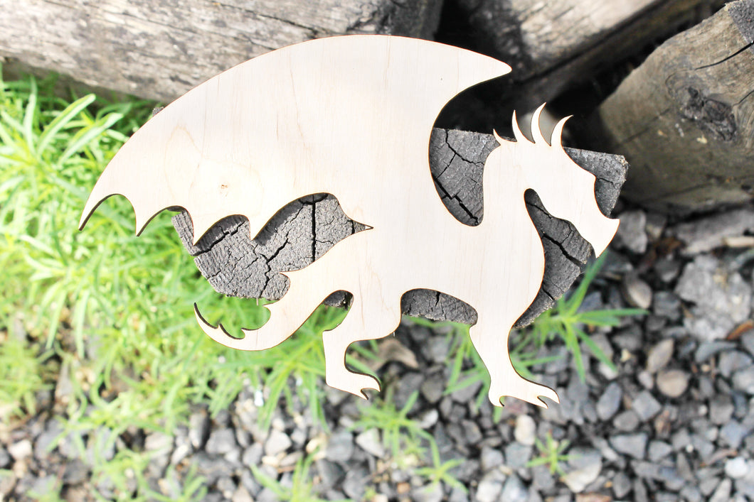 Dragon Laser Cut - unfinished blank - 7.5 inches - Home Decor - Laser cut wood - plywood