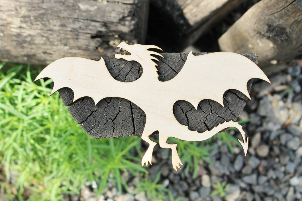 Flying Dragon Laser Cut - unfinished blank - 7.5 inches - Home Decor - Laser cut wood - plywood
