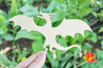 Flying Dragon Laser Cut - unfinished blank - 7.5 inches - Home Decor - Laser cut wood - plywood