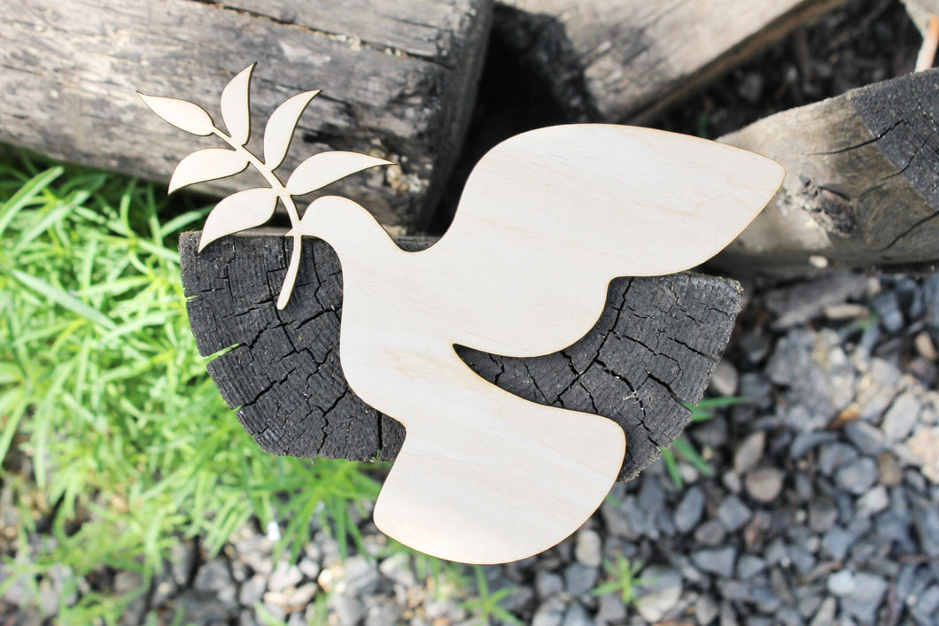 Peace Dove Laser Cut - unfinished blank - 7.5 inches - Home Decor - Laser cut wood