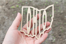 Load image into Gallery viewer, Ohio state inscription - Laser Cut - unfinished blank - 4.3 inches - Ohio Map Shape Text, Pattern, Stencil, Outline
