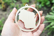 Load image into Gallery viewer, Wisconsin state pendant - Laser Cut - unfinished blank - 3.1 inches - Wisconsin Map Inside Circle
