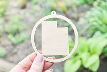 Load image into Gallery viewer, Utah state pendant - Laser Cut - unfinished blank - 3.1 inches - Utah Map Inside Circle
