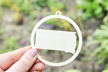 Load image into Gallery viewer, South Dakota state pendant - Laser Cut - unfinished blank - 3.1 inches - South Dakota Map Inside Circle
