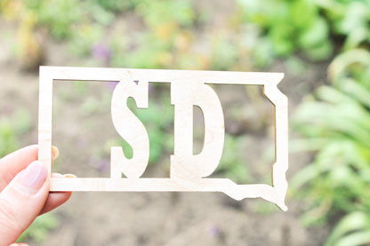 South Dakota state inscription - Laser Cut - unfinished blank - 4.7 inches - South Dakota Map Shape Text, Pattern, Stencil, Outline