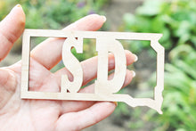Load image into Gallery viewer, South Dakota state inscription - Laser Cut - unfinished blank - 4.7 inches - South Dakota Map Shape Text, Pattern, Stencil, Outline
