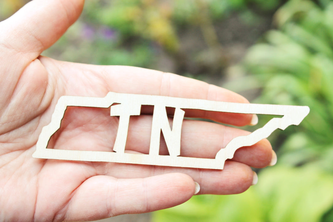 Tennessee state inscription - Laser Cut - unfinished blank - 4.7 inches - Tennessee Map Shape Text