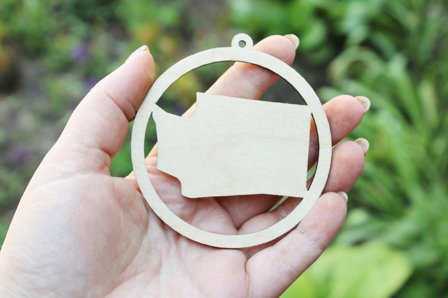 Washington state pendant - Laser Cut - unfinished blank - 3.1 inches - Washington Map Inside Circle