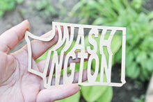 Load image into Gallery viewer, Washington state wooden inscription - Laser Cut - unfinished blank - 5.2 inches - Washington Map Shape Text
