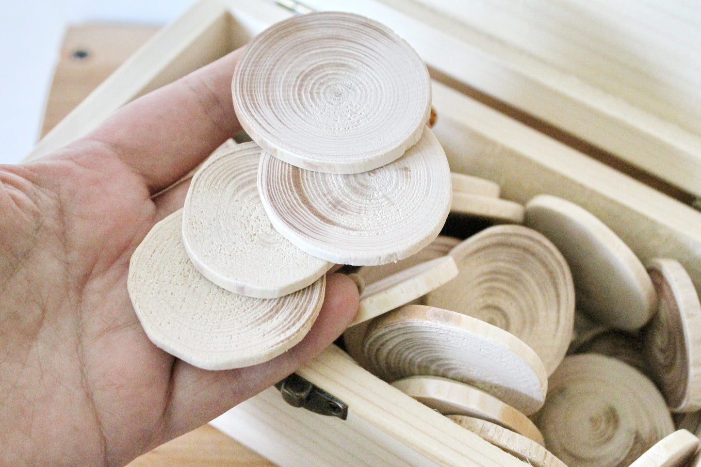 Set of 5 Unfinished wooden slices 35-40 mm - 1.4-1.6 inches wooden slice - natural eco friendly - made of spruce wood