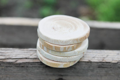 Set of 5 Unfinished wooden slices 35-40 mm - 1.4-1.6 inches wooden slice - natural eco friendly - made of spruce wood