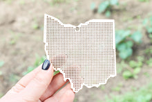 Load image into Gallery viewer, Ohio state cross stitch - Laser Cut - unfinished blank - 3.9 inches - Ohio cross stitch blank
