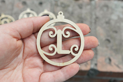 Alphabet Letter Christmas Ornaments 2.6 inch - 65 mm - laser cut Alphabet pendant - plywood set- unfinished alphabet pendant