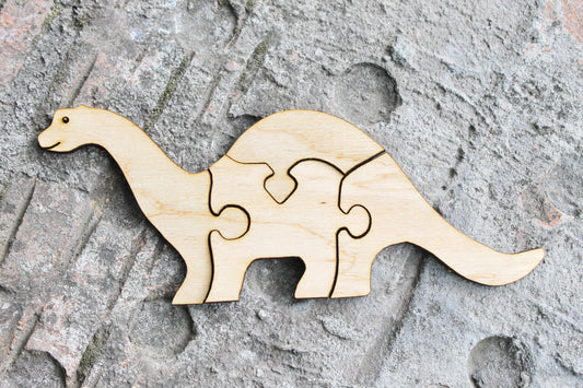 Dino-puzzle blank - 5.8 inch - do it yourself puzzle - laser cut puzzle blank - Wooden Puzzle - 4 pieces