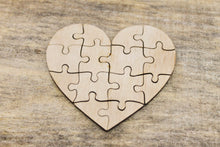 Load image into Gallery viewer, Heart-puzzle blank - 3 inch - do it yourself puzzle - laser cut puzzle blank - Wooden Puzzle - 14 pieces
