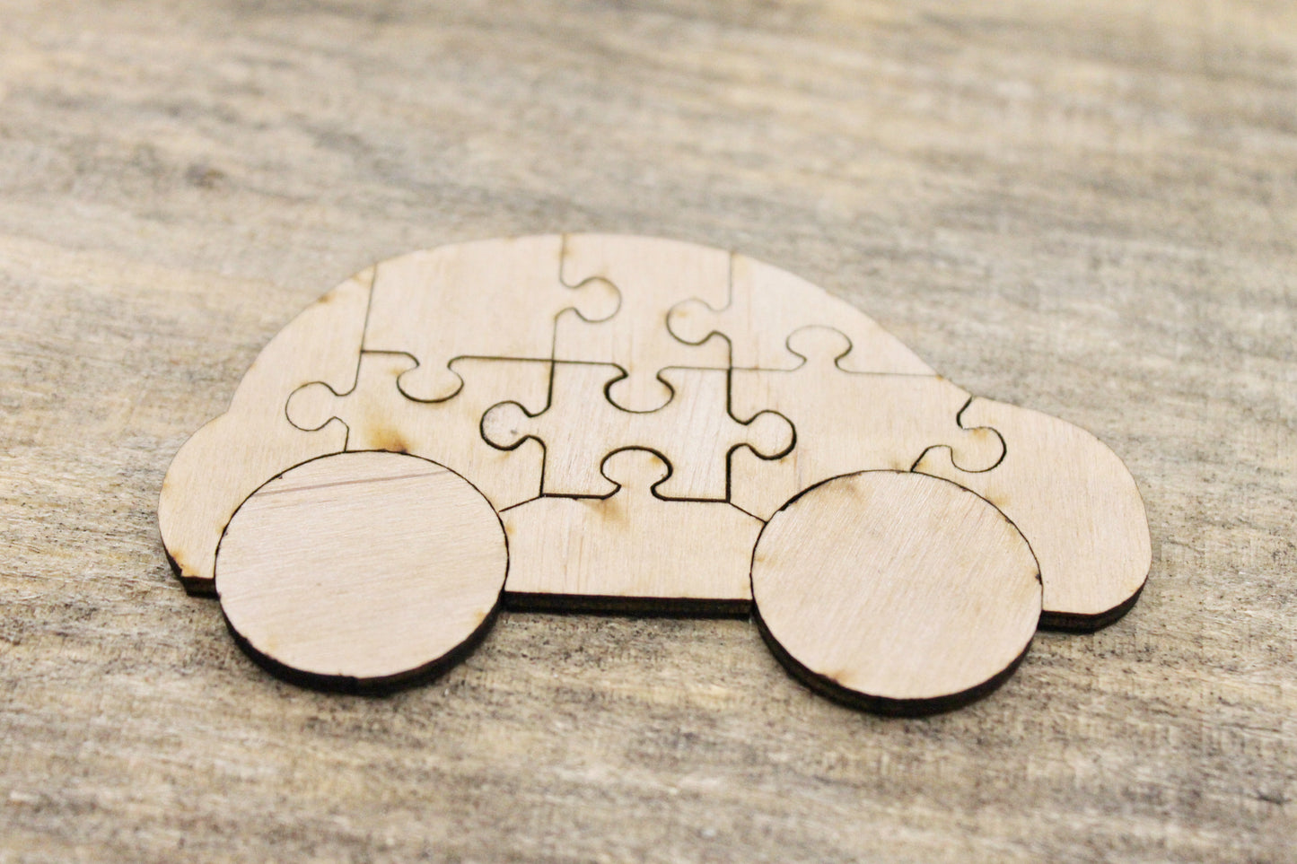 Car-puzzle blank - 3.7 inch - do it yourself puzzle - laser cut puzzle blank - Wooden Puzzle - 11 pieces