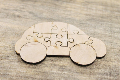 Car-puzzle blank - 3.7 inch - do it yourself puzzle - laser cut puzzle blank - Wooden Puzzle - 11 pieces