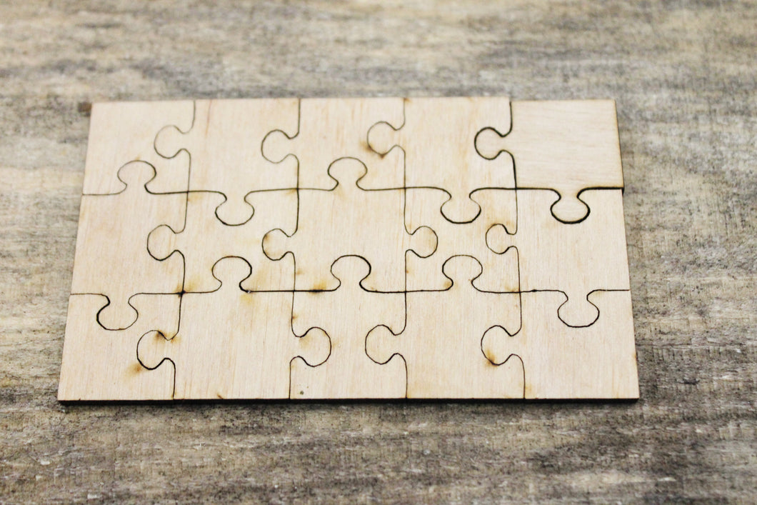 Rectangle-puzzle blank - 4.2 inch - do it yourself puzzle - laser cut puzzle blank - Wooden Puzzle - 15 pieces
