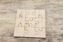 Load image into Gallery viewer, Square-puzzle blank - 3x3 inch - do it yourself puzzle - laser cut puzzle blank - Wooden Puzzle - 9 pieces
