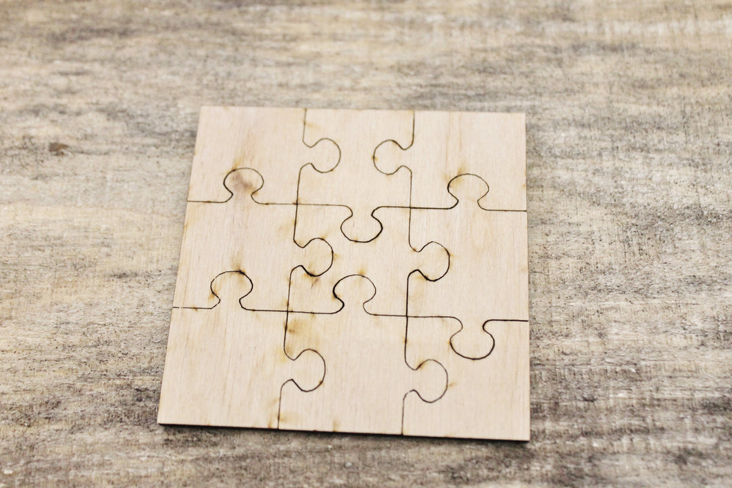 Square-puzzle blank - 3x3 inch - do it yourself puzzle - laser cut puzzle blank - Wooden Puzzle - 9 pieces