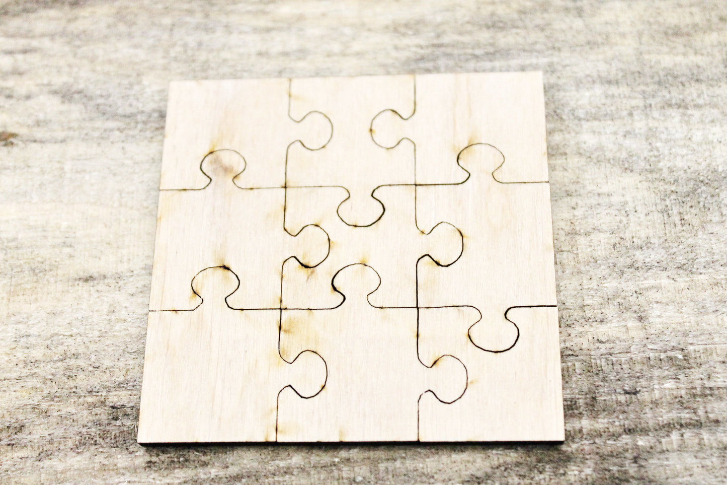 Square-puzzle blank - 3x3 inch - do it yourself puzzle - laser cut puzzle blank - Wooden Puzzle - 9 pieces