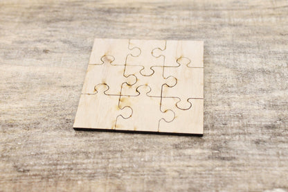 Square-puzzle blank - 3x3 inch - do it yourself puzzle - laser cut puzzle blank - Wooden Puzzle - 9 pieces