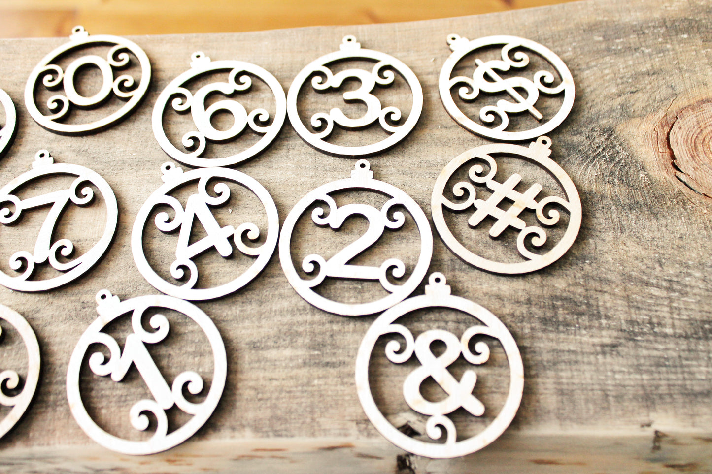 Alphabet Letter Christmas Ornaments 2.6 inch - 65 mm - laser cut Alphabet pendant - plywood set- unfinished alphabet pendant