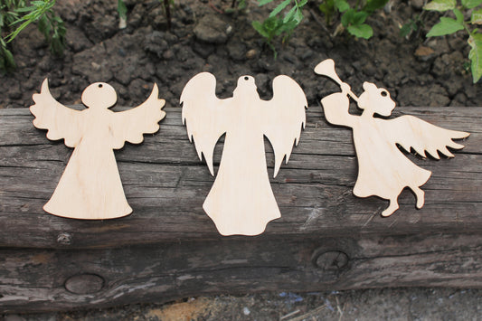 Set of 3 Angels ornament - Christmas tree ornament - laser cut Christmas decor