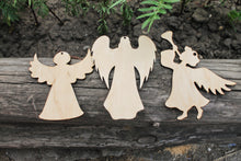Load image into Gallery viewer, Set of 3 Angels ornament - Christmas tree ornament - laser cut Christmas decor
