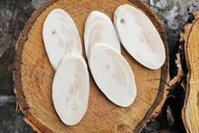 Load image into Gallery viewer, Set of 5 Unfinished wooden slices 100 x 55 mm - 3.9x2 inches wooden slice - natural eco friendly - made of spruce wood

