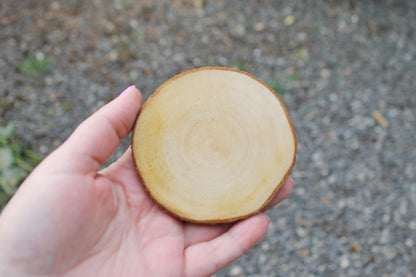 Set of 2 Unfinished wooden slices with tree bark made of alder wood 65-75 mm diameter (2.6 - 3 inches) - natural eco friendly