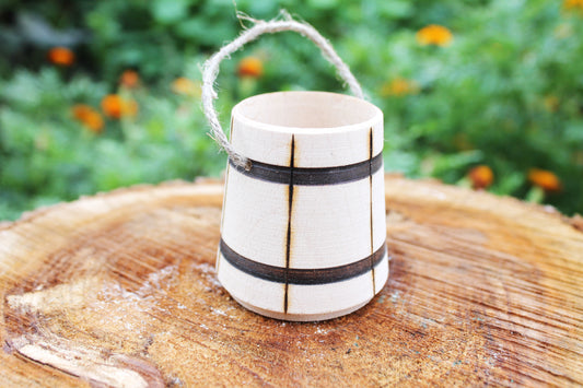 Wooden unfinished small bucket with a handle - 2.2 inch, wooden ecofriendly bucket - village house decor