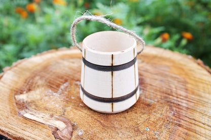 Wooden unfinished small bucket with a handle - 2.2 inch, wooden ecofriendly bucket - village house decor