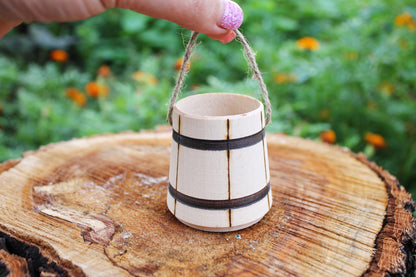 Wooden unfinished small bucket with a handle - 2.2 inch, wooden ecofriendly bucket - village house decor