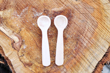 Load image into Gallery viewer, Set of 2 handmade small wooden mini spoons for spices - 3 inches - natural eco friendly - made of beech wood
