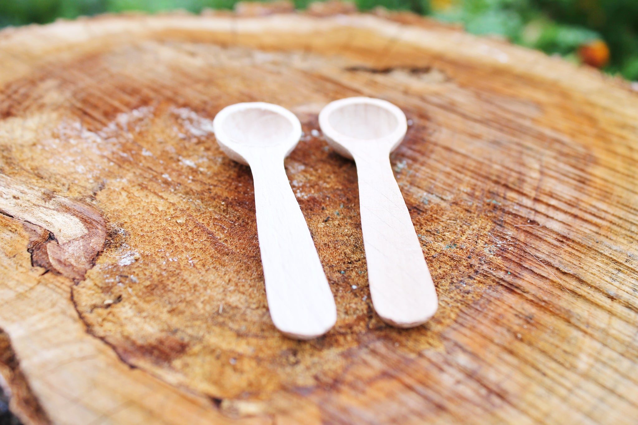 Set of 2 handmade small wooden mini spoons for spices - 3 inches - nat –  GeniusesOfWood