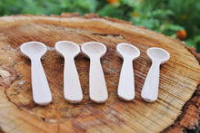 Load image into Gallery viewer, Set of 2 handmade small wooden mini spoons for spices - 3 inches - natural eco friendly - made of beech wood
