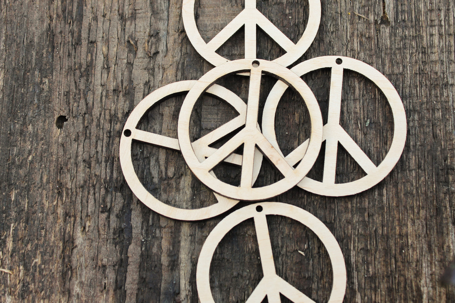 SET OF 5 Wooden Peace shape pendant - 60mm - 2.6 inch, earrings base for jewelry making, unfinished jewel base, jewel supply, wooden pendant