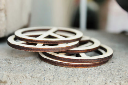 SET OF 5 Wooden Peace shape pendant - 60mm - 2.6 inch, earrings base for jewelry making, unfinished jewel base, jewel supply, wooden pendant