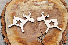 Load image into Gallery viewer, Christmas deer blank 3.1 inches - set of two - unfinished laser cut blank - Christmas deer ornament - Christmas tree decorations

