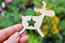 Load image into Gallery viewer, Christmas deer blank 3.1 inches - set of two - unfinished laser cut blank - Christmas deer ornament - Christmas tree decorations
