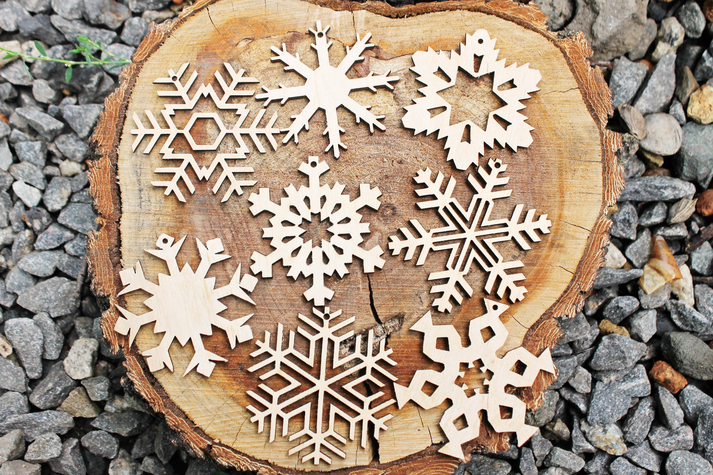 Snowflakes laser cut 2.6 inches - 45 variants - made of high quality plywood - Christmas ornament, New Year decor, BE READY