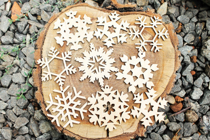 Snowflakes laser cut 2.6 inches - 45 variants - made of high quality plywood - Christmas ornament, New Year decor, BE READY