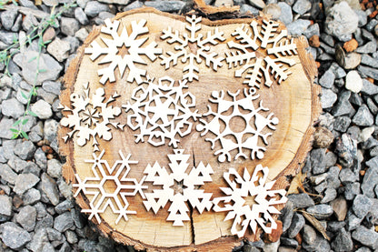 Snowflakes laser cut 2.6 inches - 45 variants - made of high quality plywood - Christmas ornament, New Year decor, BE READY