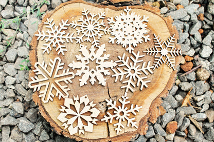 Snowflakes laser cut 2.6 inches - 45 variants - made of high quality plywood - Christmas ornament, New Year decor, BE READY