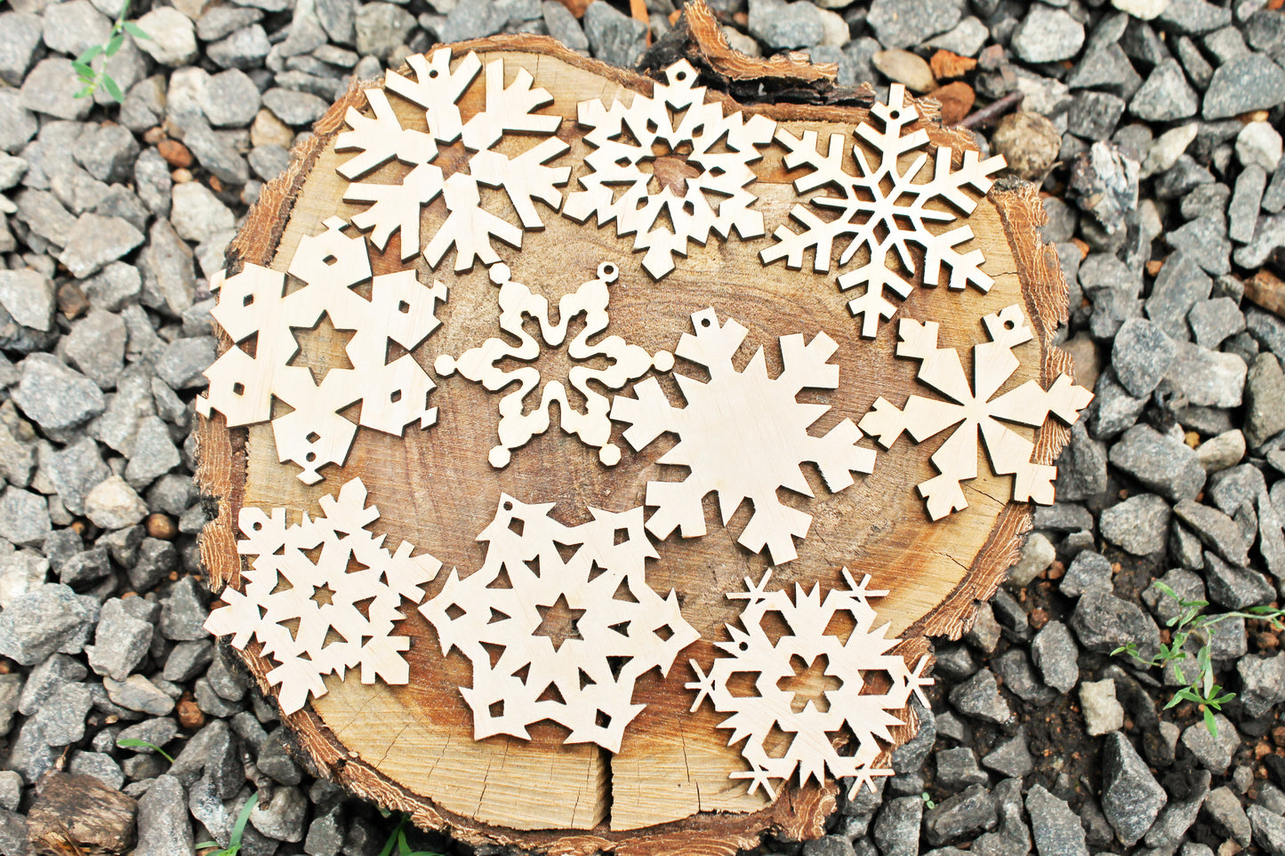 Snowflakes laser cut 2.6 inches - 45 variants - made of high quality plywood - Christmas ornament, New Year decor, BE READY